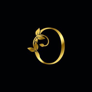 Altın Harf Minimalist Lüks İlk Doğa Tropikal Yaprak logosu Simge tasarımı.