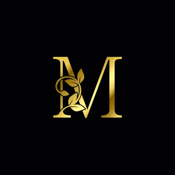 Золотий Лист Мінімалістський Розкішний Початковий Природа Тропічний Лист Логотип Іконка — стоковий вектор
