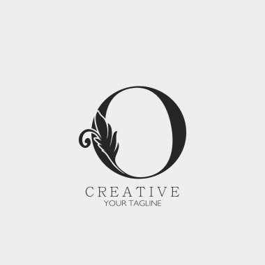 O Harf Minimalist İlk Doğa Tropikal Yaprak logosu Simgesi, monogram vektör tasarımı doğa klasiği konsepti.