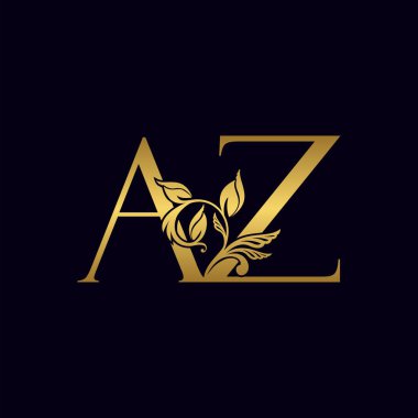 Altın Harf A ve Z, AZ Lüks Logo Simgesi, Klasik Altın Harf Logosu Tasarımı