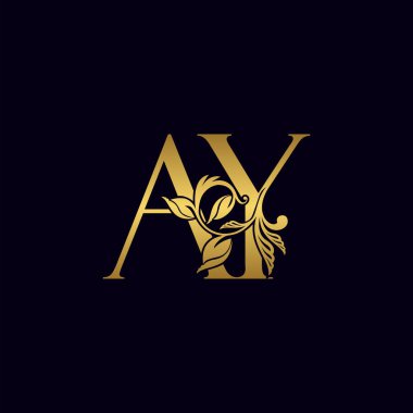 Altın Harf A ve Y, AY Lüks Logo Simgesi, Klasik Altın Harf Logosu Tasarımı