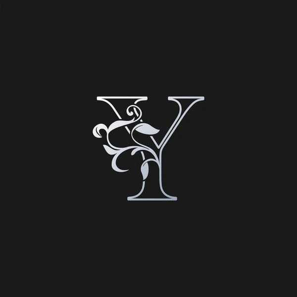 Brev Skiss Inledande Natur Tropiska Blad Logotyp Ikonen Silver Elegant — Stock vektor