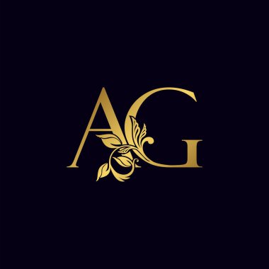 Altın Harf A ve G, AG Lüks Logo Simgesi, Klasik Altın Harf Logosu Tasarımı