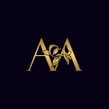 Altın Harf A, AA Lüks Logo Simgesi, Klasik Altın Harf Logosu Tasarımı