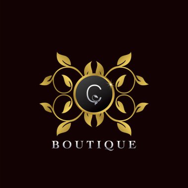 Golden C Mektubu Lüks Çerçeve Tablosu İlk Logo Simgesi, Lüks iş, butik, moda ve daha fazla iş kimliği için zarafet logosu tasarımı şablonu