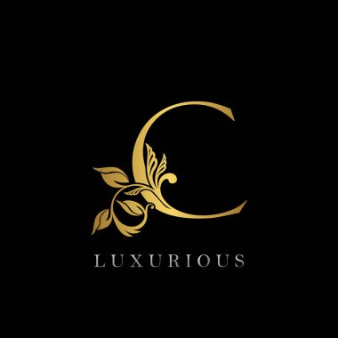 Altın Harf C Lüks Logo Simgesi, Klasik Altın E Logo Tasarımı Şablonu