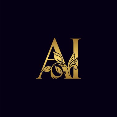 Altın Harf A ve ben, AI Lüks Logo Simgesi, Klasik Altın Harf Logosu Tasarımı