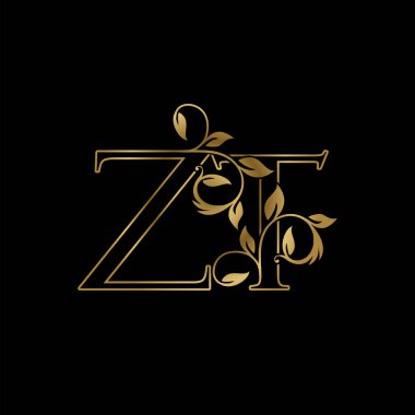 Golden Outline Başlangıç Harfi Z ve T, Z T Lüks Logo Simgesi, Klasik Altın Harf Logo Tasarım Şablonu