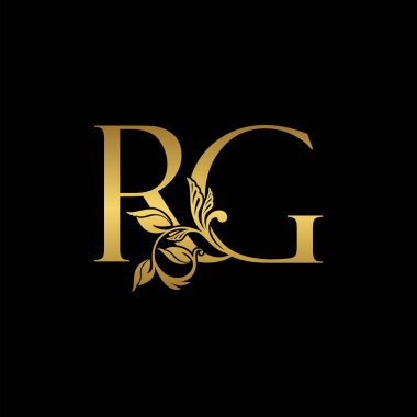 Altın Harf R ve G, R G Lüks Logo Simgesi, Klasik Altın Harf Logo Tasarım Şablonu