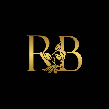 Altın Harf R ve B, RB Lüks Logo Simgesi, Klasik Altın Harf Logo Tasarım Şablonu