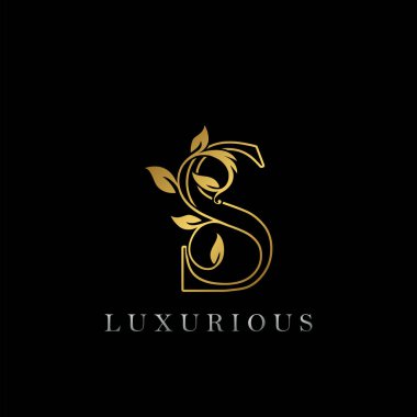 Altın Özet S Lüks Logo Simgesi, Klasik Altın S Harfi Logo Tasarım Şablonu