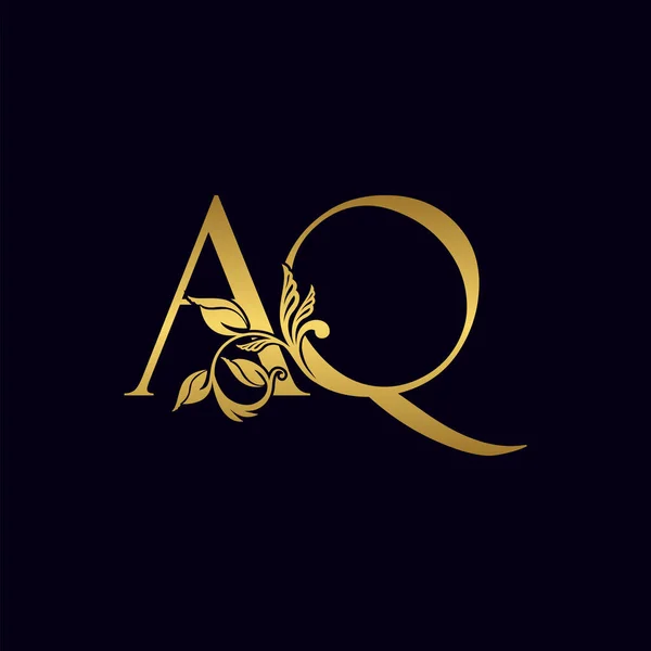 Golden Initial Letter A and Q, A Q Luxury Logo Icon, Vintage Gold Letter Logo Design