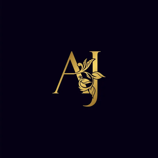 Altın Harf A ve J, J Lüks Logo Simgesi, Klasik Altın Harf Logosu Tasarımı
