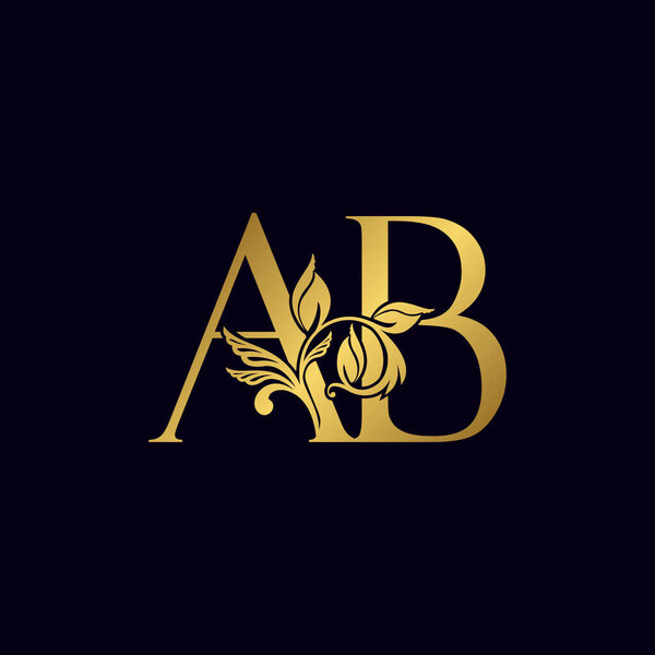 Золотые инициалы буквы А и Б, AB Luxury Icon, Vintage Gold Letter Design
