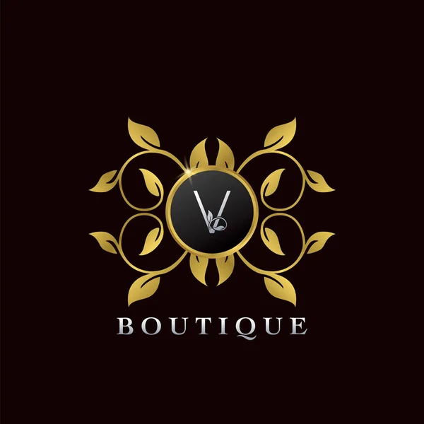 Golden Letter Luxury Frame Boutique Initial Logo Icon Elegance Logo — 스톡 벡터