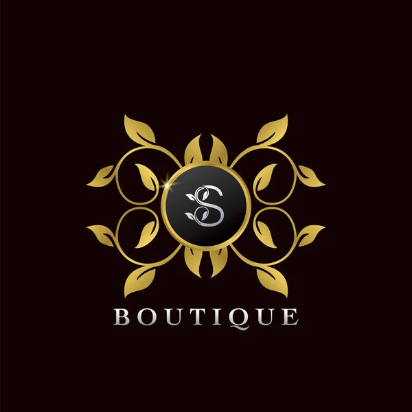 Golden Letter Luxury Frame Boutique Initial Logo Icon Elegance Logo — Stockvector