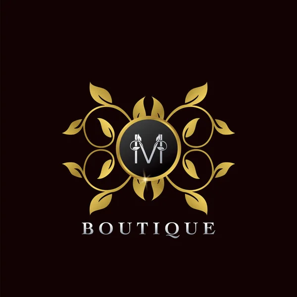 Golden Letter Luxury Frame Boutique Initial Logo Icon Modelo Design —  Vetores de Stock