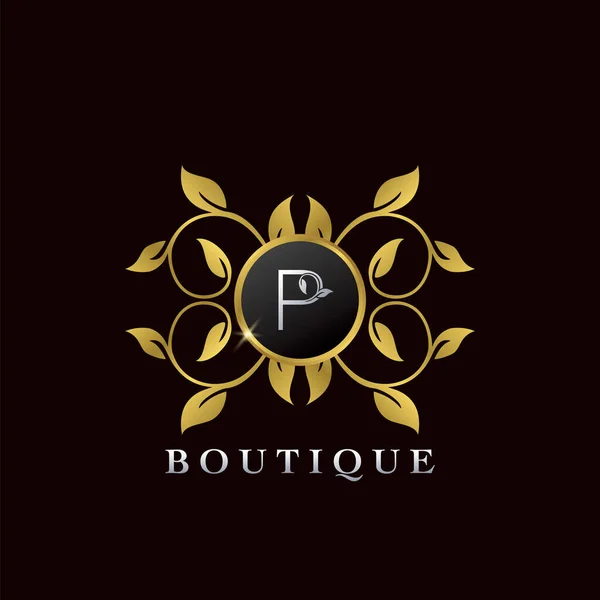 Golden Letter Luxury Frame Boutique Initial Logo Icon Modelo Design —  Vetores de Stock