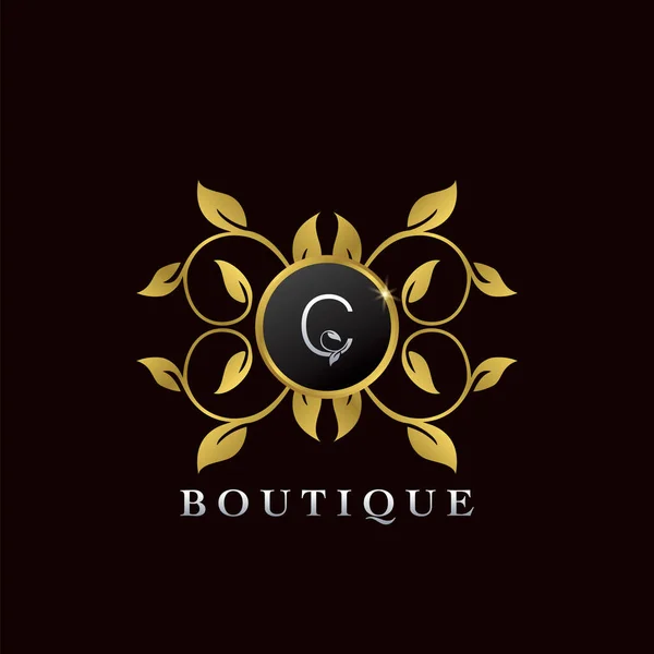 Golden Letter Luxury Frame Boutique Icon Initial Logo Elegance Logo — Archivo Imágenes Vectoriales