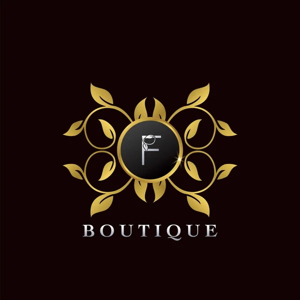 Golden Letter Luxury Frame Boutique Initial Logo Εικονίδιο Λογότυπο Elegance — Διανυσματικό Αρχείο