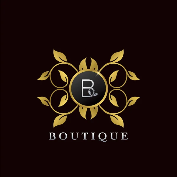 Golden Letter Luxury Frame Boutique Initial Logo Icon Elegance Logo — Stock Vector