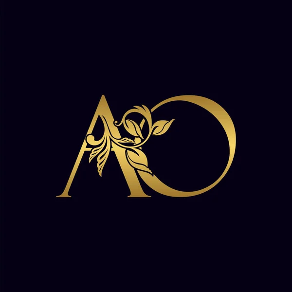 Golden Initial Letter A and O, A O Luxury Logo Icon, Vintage Gold Letter Logo Design