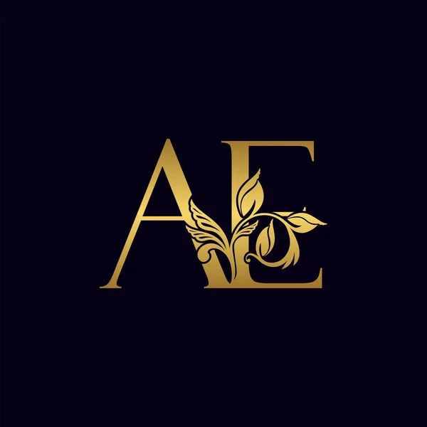Golden Initial Letter A and E, A E Luxury Logo Icon, Vintage Gold Letter Logo Design