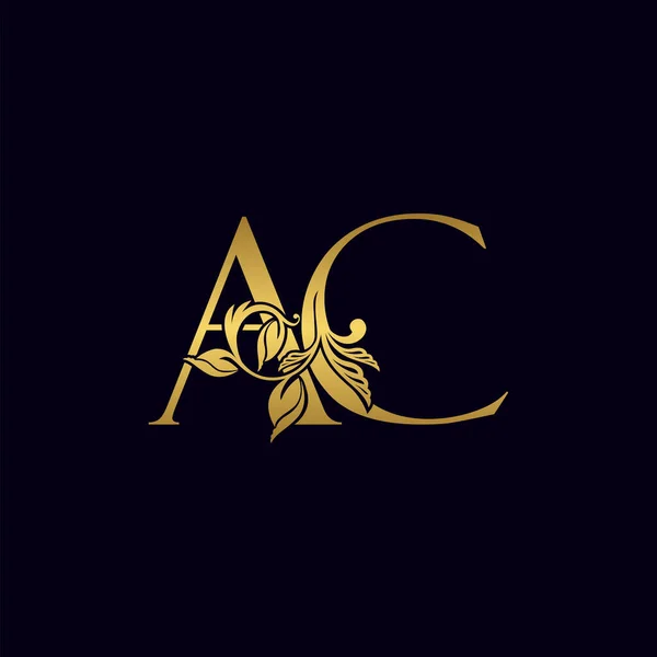Golden Initial Letter A and C, AC Luxury Logo Icon, Vintage Gold Letter Logo Design