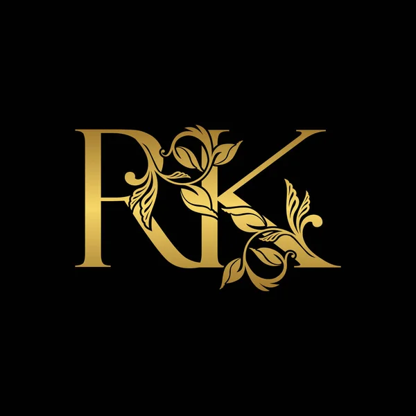 金首字母R和K K豪华标志图标 复古金字标志设计模板 — 图库矢量图片