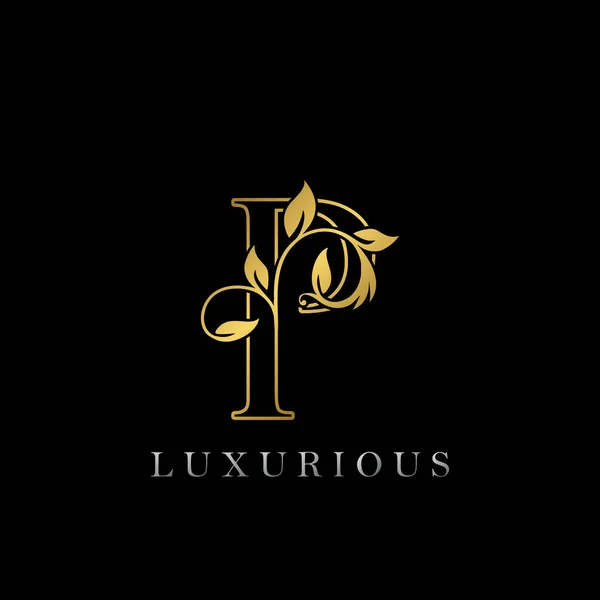 Golden Outline Letter Luxury Logo Icon Vintage Gold Letter Logo — Stock Vector