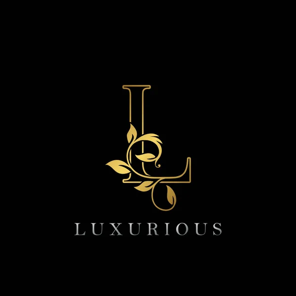 金表字Lluxury标志图标 古董金Lletter标志设计模板 — 图库矢量图片