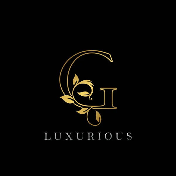 Golden Outline Letter Luxury Logo Icon Vintage Gold Letter Logo — Stockvector
