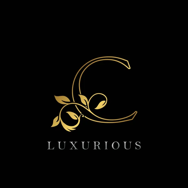 Golden Outline Letter Luxury Logo Icon Vintage Gold Letter Logo — Stockvector