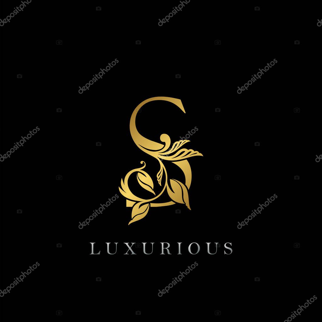 Golden Letter S Luxury Logo Icon, Vintage Gold E Letter Logo Design Template
