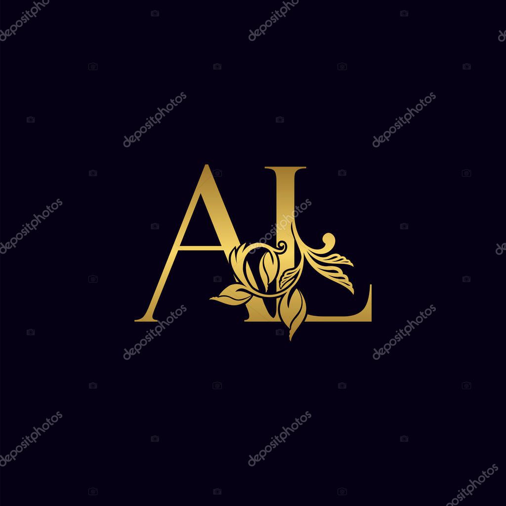 Golden Initial Letter A and L, AL Luxury Logo Icon, Vintage Gold Letter Logo Design