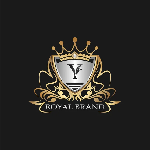 Letter Gold Shield Logo Elegant Vector Logo Badge Template Alphabet — Stock Vector