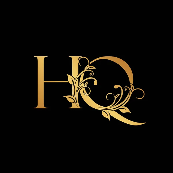 Letra Floral Dourada Logotipo Ícone Fonte Alfabeto Luxo Projeto Vetorial — Vetor de Stock