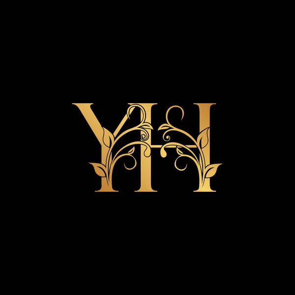 Gyllene Blommor Bokstaven Och Logotyp Ikonen Lyx Alfabet Typsnitt Ursprungliga — Stock vektor