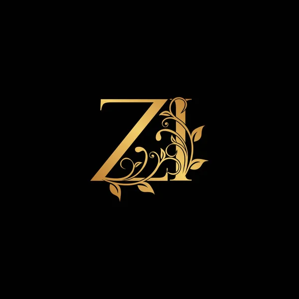 Golden Floral Letter Logo Icon Luxury Alphabet Font Initial Vector — Vetor de Stock