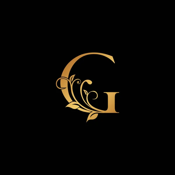 Zlaté Květinové Písmeno Logo Ikona Luxusní Abeceda Písmo Počáteční Vektorový — Stockový vektor