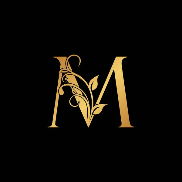 Золота Квіткова Літера Логотип Значок Розкішний Шрифт Абетки Початковий Векторний — стоковий вектор