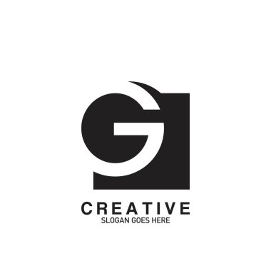 Yaratıcı Negatif Uzay Harfi G Modern İş Logosu Vektör Tasarım Şablonu.