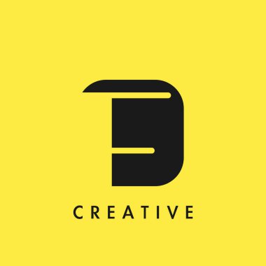 Düz Negatif Alan Başlangıç Harfi F Logo Simgesi Basit Vektör Tasarım Şablonu.