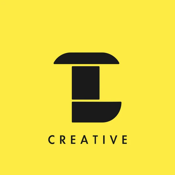 Flat Negative Space Initial Letter Logo Pictogram Eenvoudig Vectorontwerp Sjabloon — Stockvector