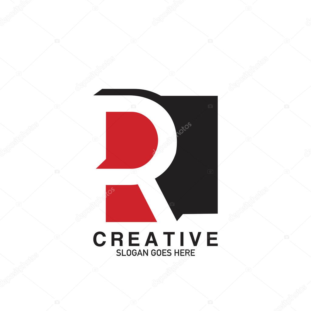 Creative Negative Space Letter R Modern Business Logo Vector Design Template.