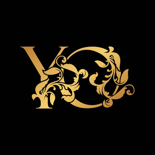 Golden Letter Luxury Initial Logo Icon Gold Vintage Design Template — 스톡 벡터