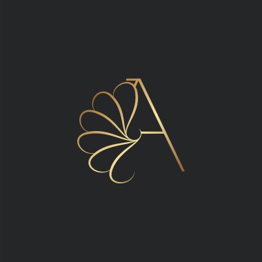 Modern Altın Lüks Mektup Logosu, Zarif Alfabe Vektörü Doğa Çiçeği Biçimi.