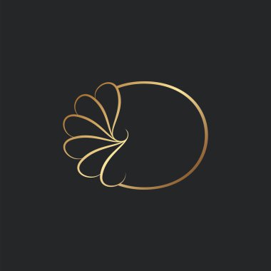 Modern Altın Lüks Mektup Logosu, Zarif Alfabe Vektörü Doğa Çiçeği Biçimi.
