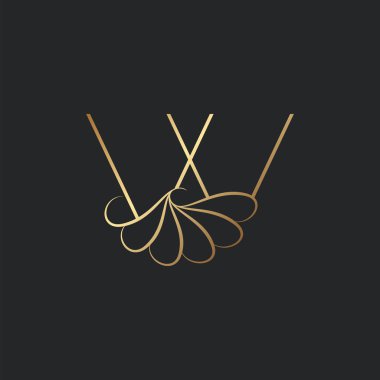 Modern Altın Lüks W Harf Logosu, Zarif Alfabe Vektörü Doğa Çiçeği Biçimi.