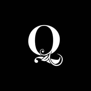 Lüks Harf Q Çiçek Yaprak Simgesi, marka kimliği için klas monogram vektör tasarımı konsepti